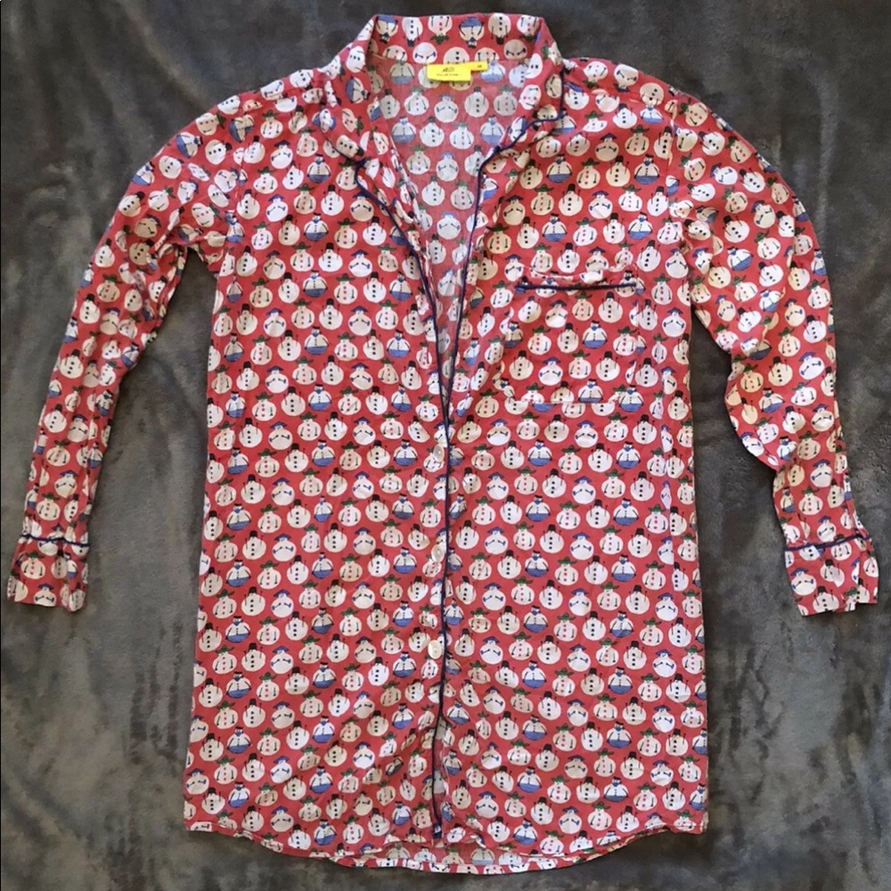 Roller Rabbit Pajama Night Shirt Snowman Print XS